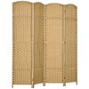 HOMCOM Room Divider, 4 Panel Folding Privacy Screen, 5.6' Tall Freestanding Wall Partition for Home Office, Bedroom, Nature Wood