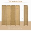 HOMCOM Room Divider, 4 Panel Folding Privacy Screen, 5.6' Tall Freestanding Wall Partition for Home Office, Bedroom, Nature Wood