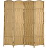 HOMCOM Room Divider, 4 Panel Folding Privacy Screen, 5.6' Tall Freestanding Wall Partition for Home Office, Bedroom, Nature Wood