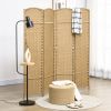 HOMCOM Room Divider, 4 Panel Folding Privacy Screen, 5.6' Tall Freestanding Wall Partition for Home Office, Bedroom, Nature Wood