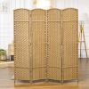 HOMCOM Room Divider, 4 Panel Folding Privacy Screen, 5.6' Tall Freestanding Wall Partition for Home Office, Bedroom, Nature Wood